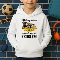 Cow Sunflowers Not My Pasture Not My Problem Kids Hoodie thumb 2