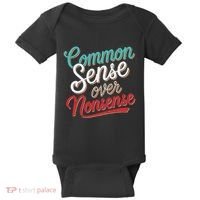 Common Sense Over Nonsense Retro Baby Bodysuit thumb 0
