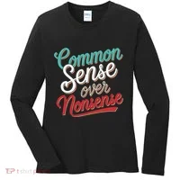 Common Sense Over Nonsense Retro Women's Long Sleeve Shirt thumb 0