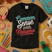 Common Sense Over Nonsense Retro Kids T-Shirt thumb 3