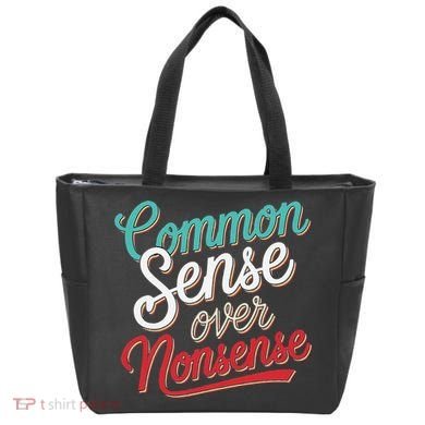 Common Sense Over Nonsense Retro Tote Bag
