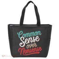 Common Sense Over Nonsense Retro Tote Bag thumb 0