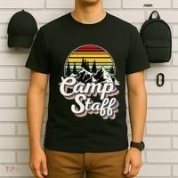 Camp Staff Outdoor Sunset Summer Camping Vintage Camp Staff T-Shirt thumb 6