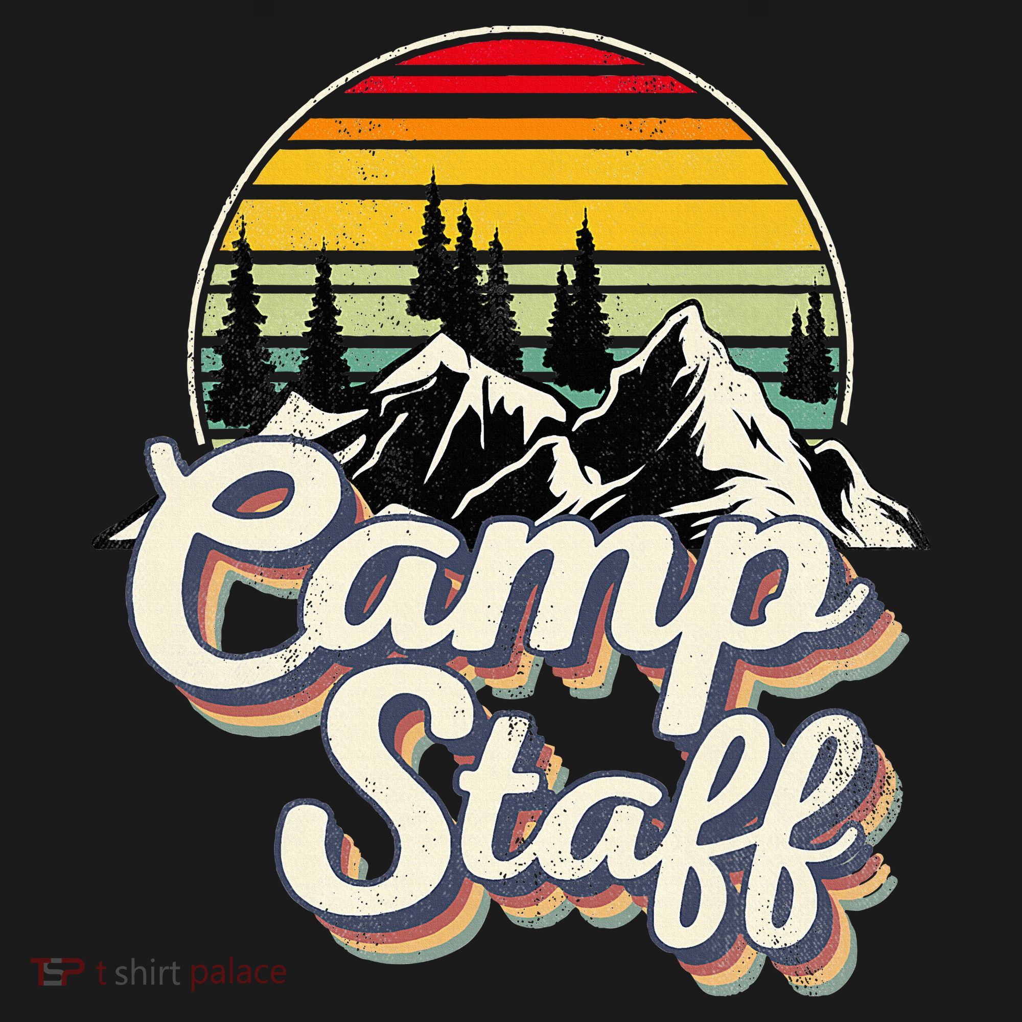 Camp Staff Outdoor Sunset Summer Camping Vintage Camp Staff T-Shirt