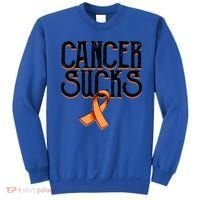 Cancer Sucks Orange Ribbon Kidney Cancer Leukemia Awareness Funny Gift Sweatshirt thumb 0
