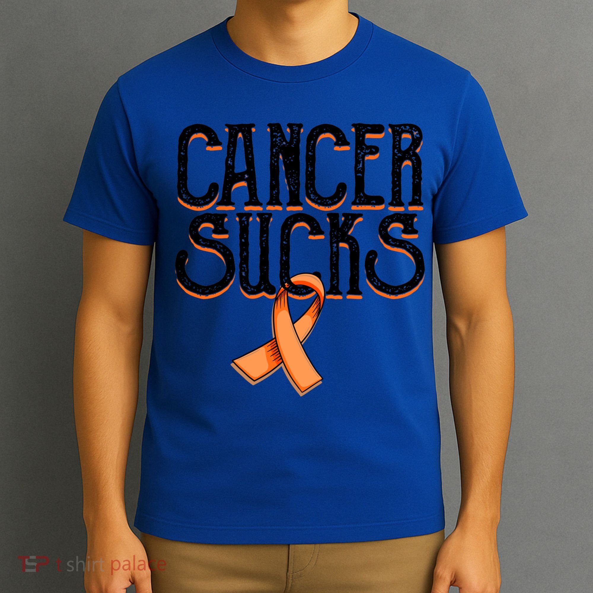 Cancer Sucks Orange Ribbon Kidney Cancer Leukemia Awareness Funny Gift T-Shirt