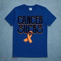 Cancer Sucks Orange Ribbon Kidney Cancer Leukemia Awareness Funny Gift T-Shirt thumb 5