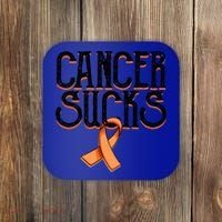 Cancer Sucks Orange Ribbon Kidney Cancer Leukemia Awareness Funny Gift Coaster thumb 0