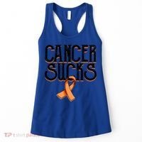 Cancer Sucks Orange Ribbon Kidney Cancer Leukemia Awareness Funny Gift Women's Tank Top thumb 0