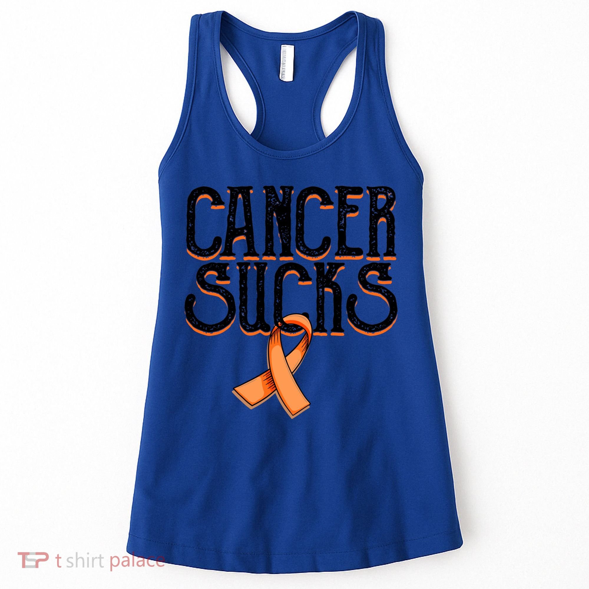 Cancer Sucks Orange Ribbon Kidney Cancer Leukemia Awareness Funny Gift Women's Tank Top