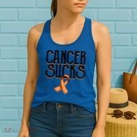 Cancer Sucks Orange Ribbon Kidney Cancer Leukemia Awareness Funny Gift Women's Tank Top thumb 2