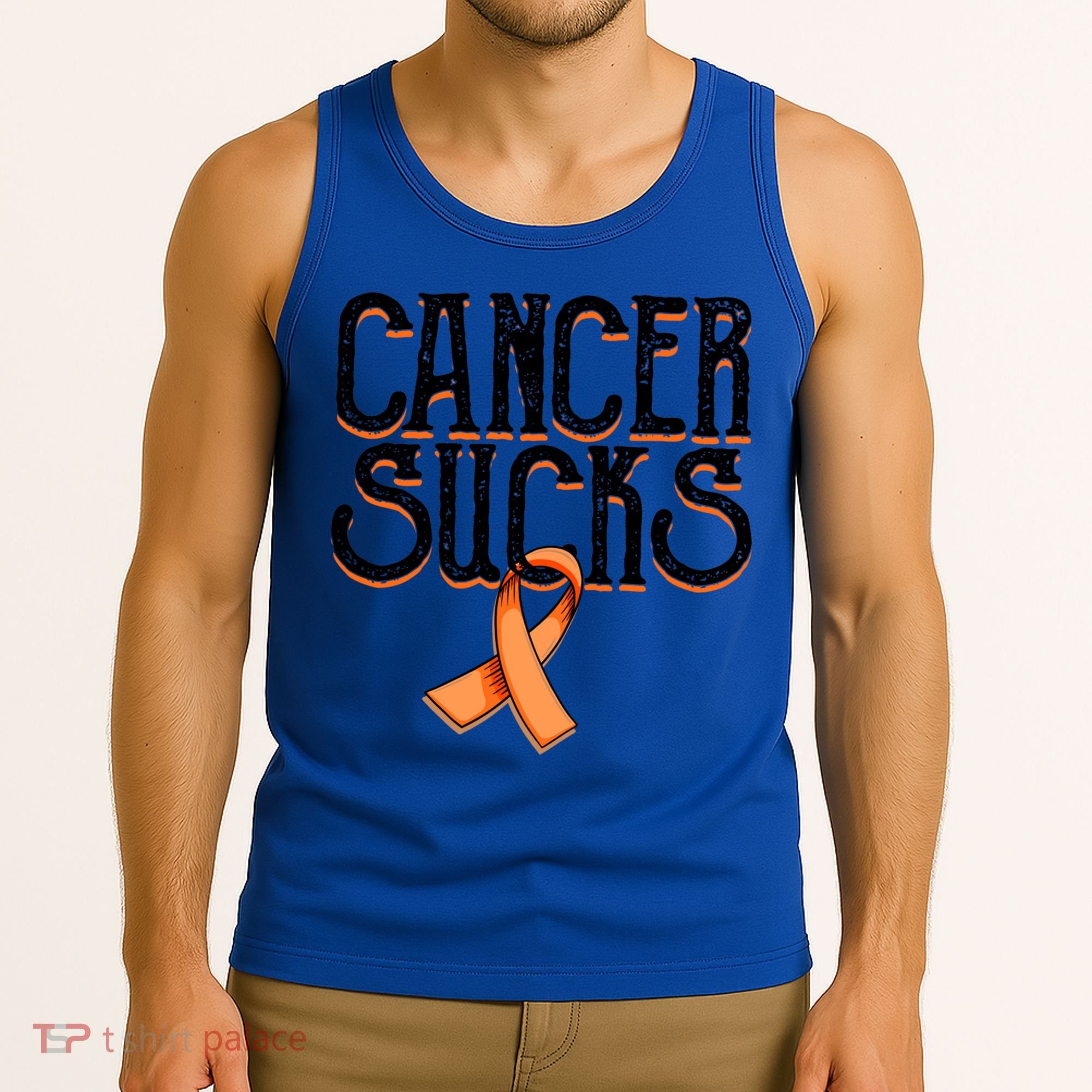 Cancer Sucks Orange Ribbon Kidney Cancer Leukemia Awareness Funny Gift Tank Top