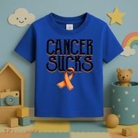 Cancer Sucks Orange Ribbon Kidney Cancer Leukemia Awareness Funny Gift Toddler T-Shirt thumb 3