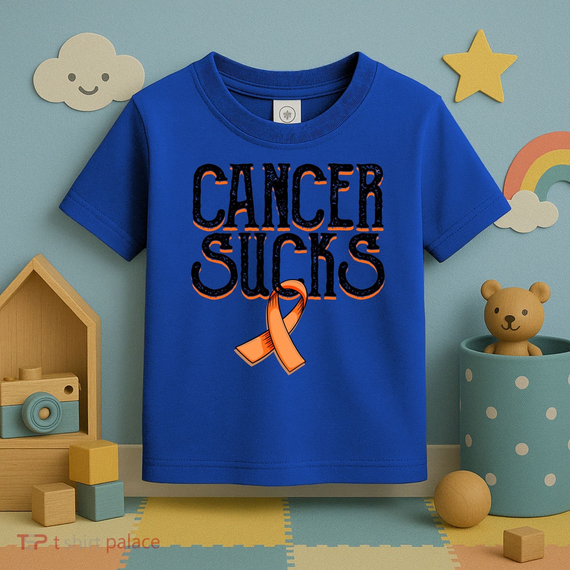 Cancer Sucks Orange Ribbon Kidney Cancer Leukemia Awareness Funny Gift Toddler T-Shirt