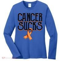 Cancer Sucks Orange Ribbon Kidney Cancer Leukemia Awareness Funny Gift Women's Long Sleeve Shirt thumb 0