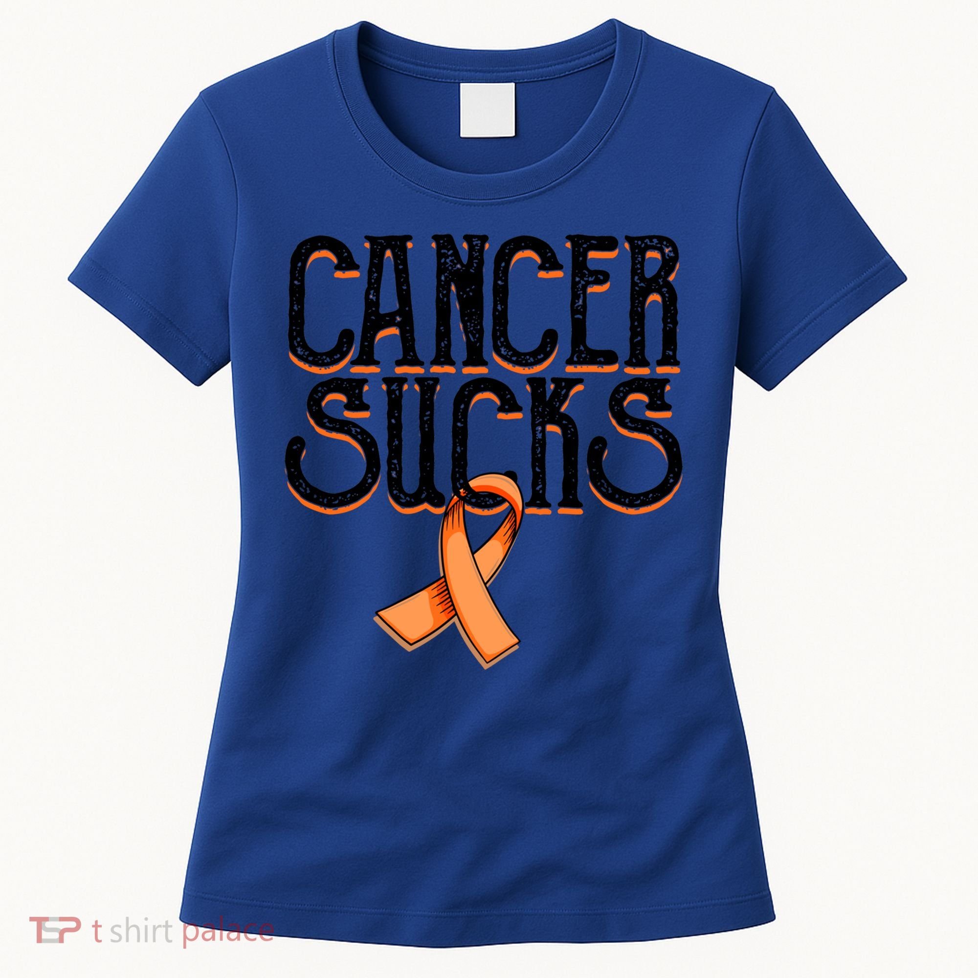 Cancer Sucks Orange Ribbon Kidney Cancer Leukemia Awareness Funny Gift Women's T-Shirt