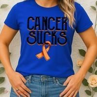 Cancer Sucks Orange Ribbon Kidney Cancer Leukemia Awareness Funny Gift Women's T-Shirt thumb 2