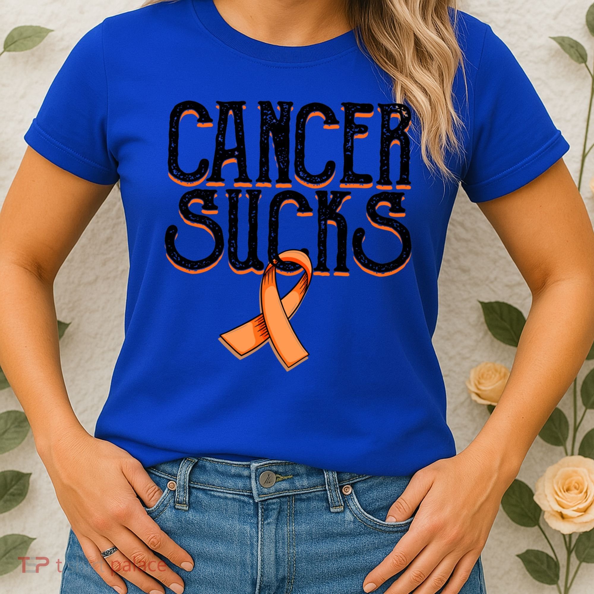 Cancer Sucks Orange Ribbon Kidney Cancer Leukemia Awareness Funny Gift Women's T-Shirt