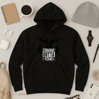 Cool Straight Outta Texas Long Horn Bull Hoodie thumb 3