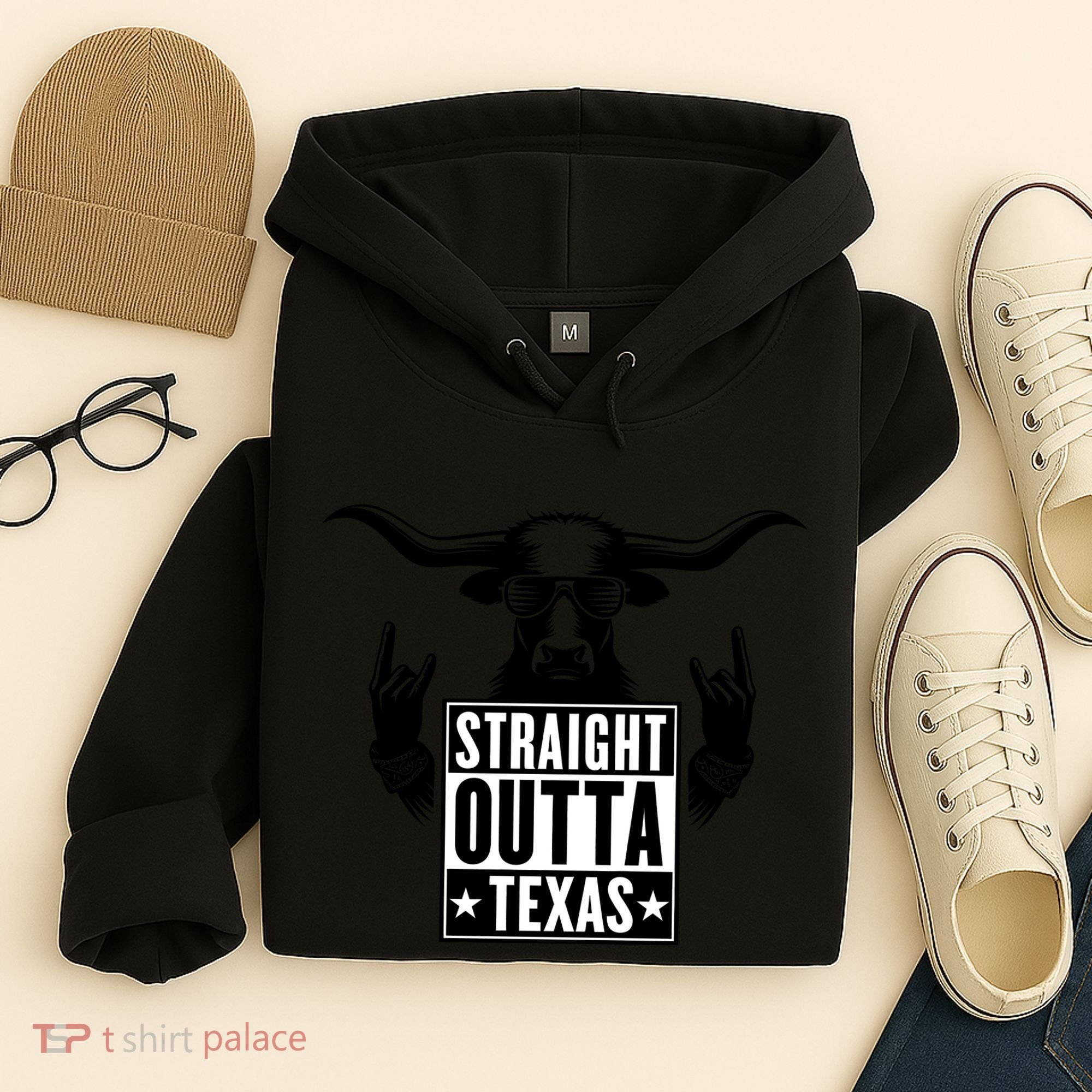 Cool Straight Outta Texas Long Horn Bull Hoodie