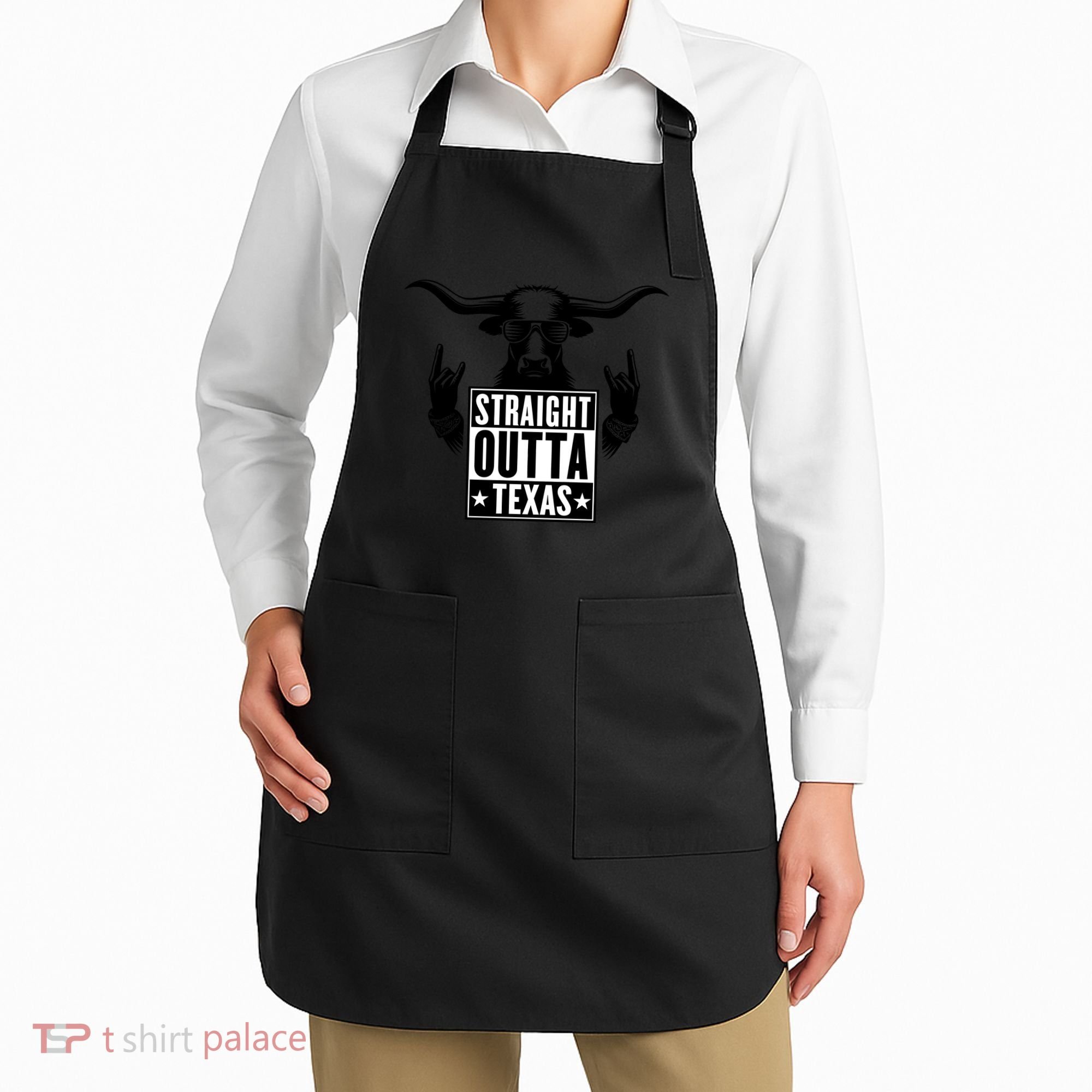Cool Straight Outta Texas Long Horn Bull Apron