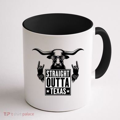 Cool Straight Outta Texas Long Horn Bull Coffee Mug back