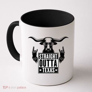 Cool Straight Outta Texas Long Horn Bull Coffee Mug