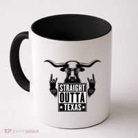 Cool Straight Outta Texas Long Horn Bull Coffee Mug thumb 0
