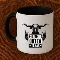 Cool Straight Outta Texas Long Horn Bull Coffee Mug thumb 2