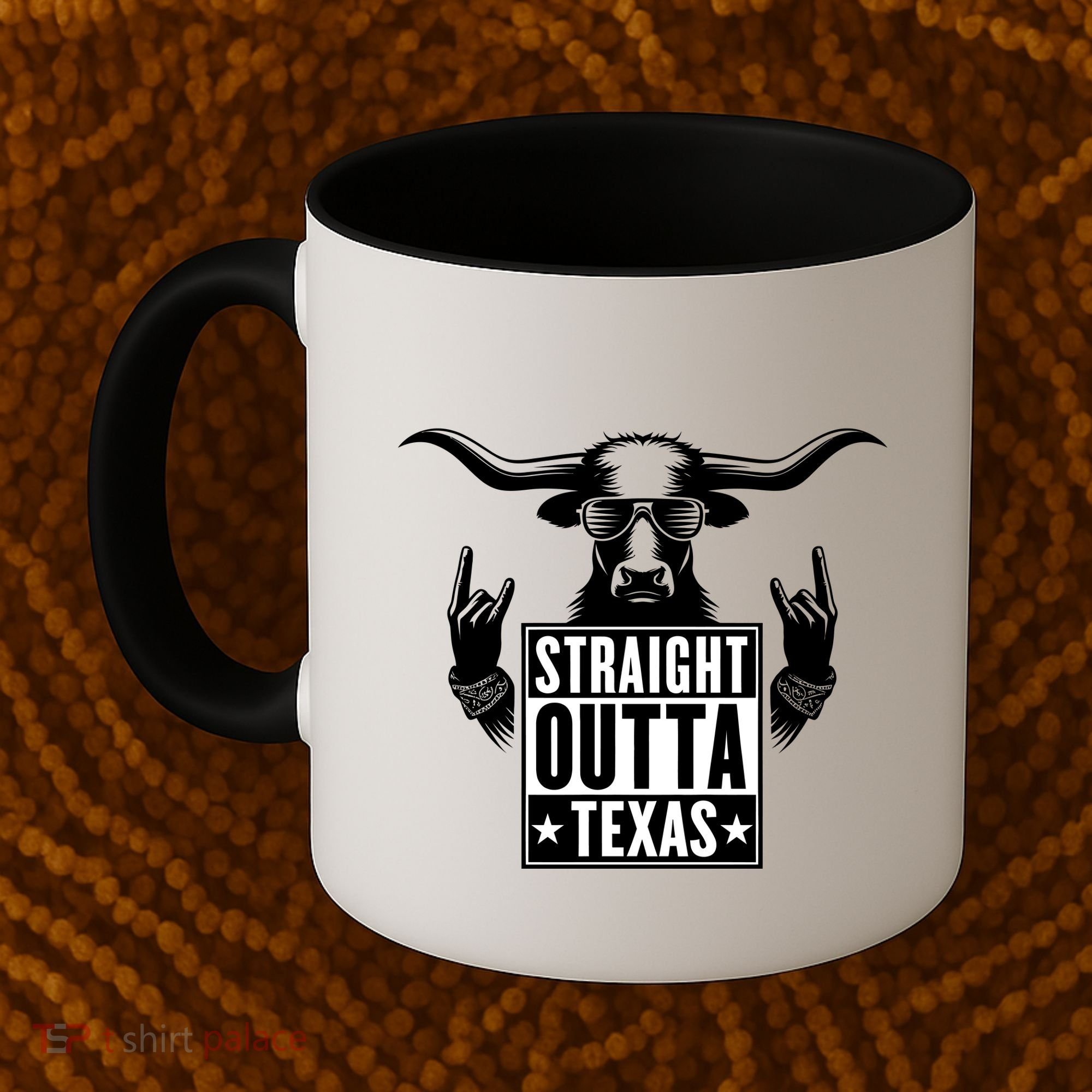 Cool Straight Outta Texas Long Horn Bull Coffee Mug