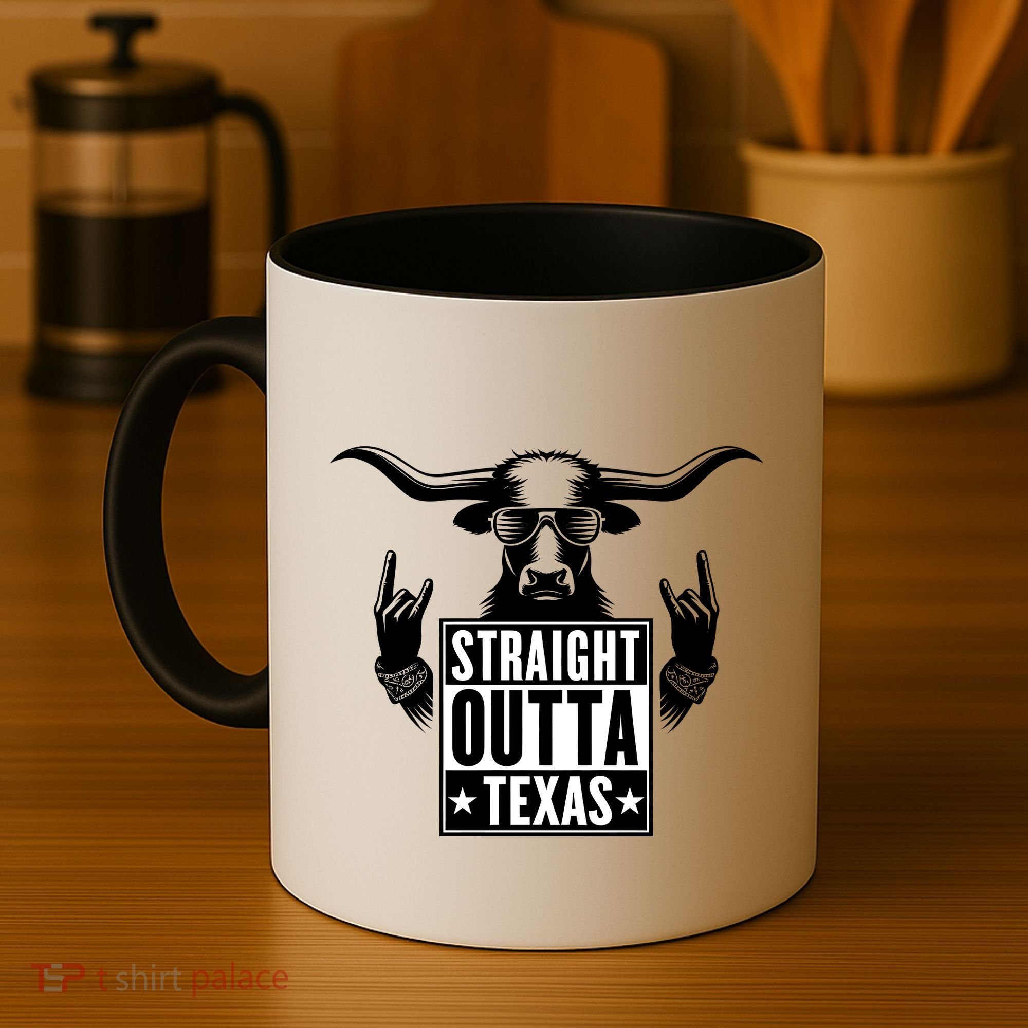 Cool Straight Outta Texas Long Horn Bull Coffee Mug