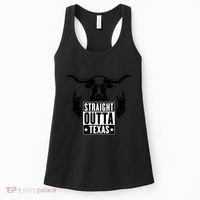 Cool Straight Outta Texas Long Horn Bull Women's Tank Top thumb 0