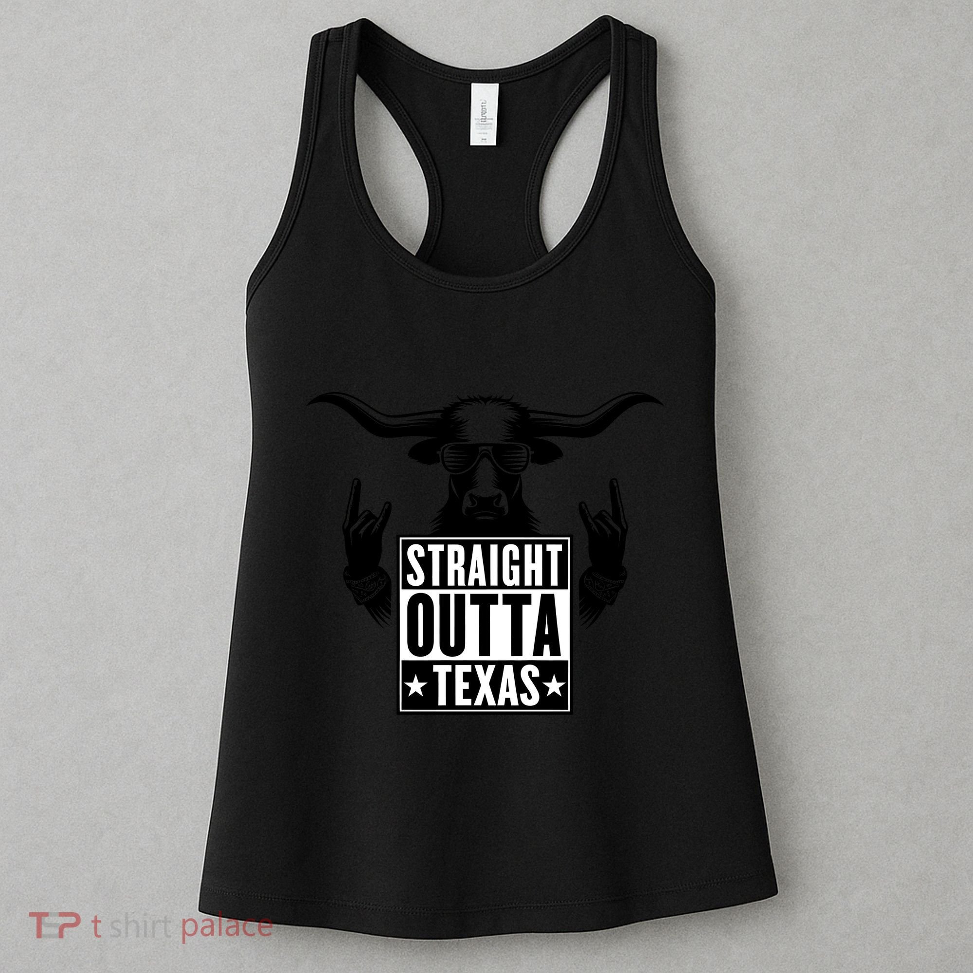 Cool Straight Outta Texas Long Horn Bull Women's Tank Top
