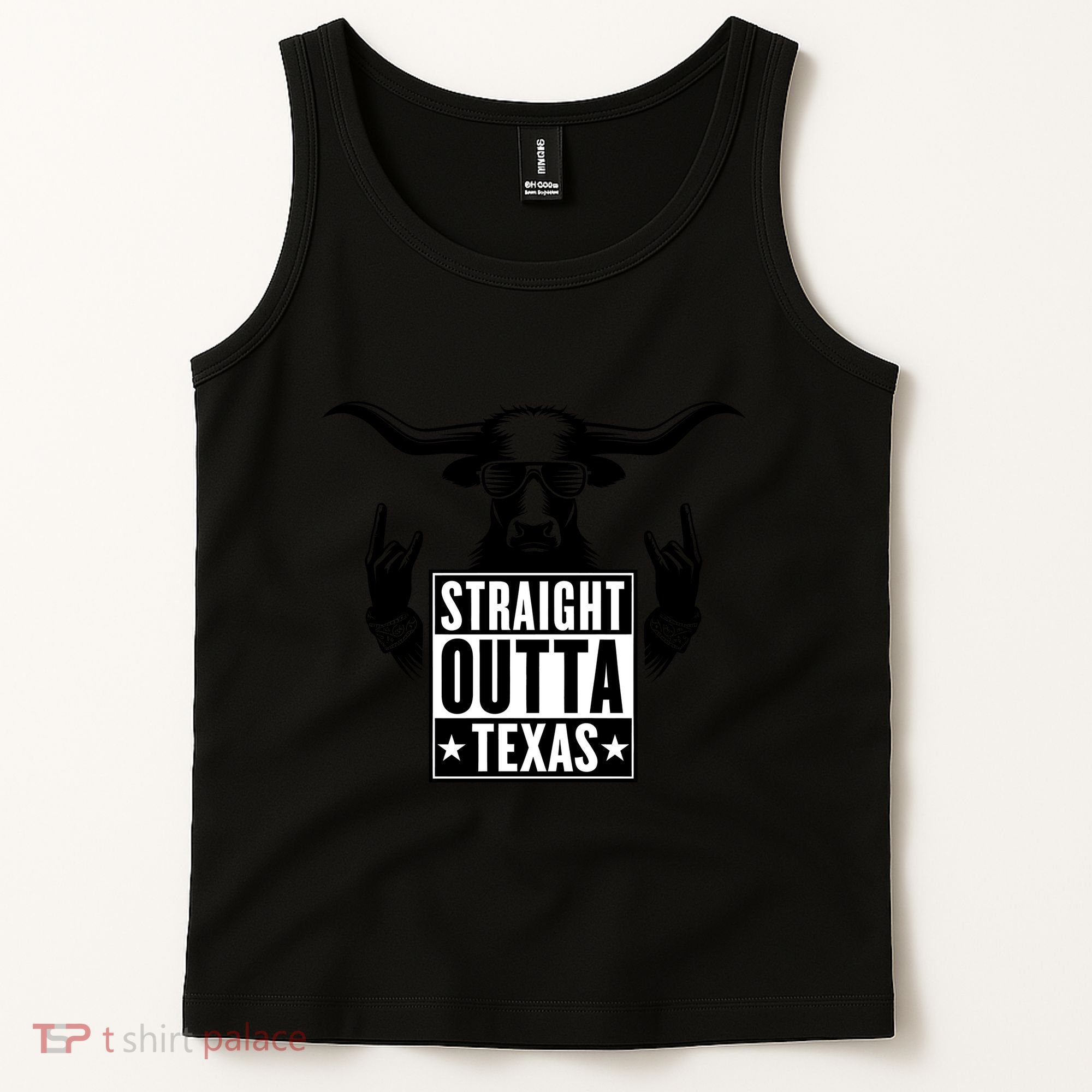 Cool Straight Outta Texas Long Horn Bull Tank Top