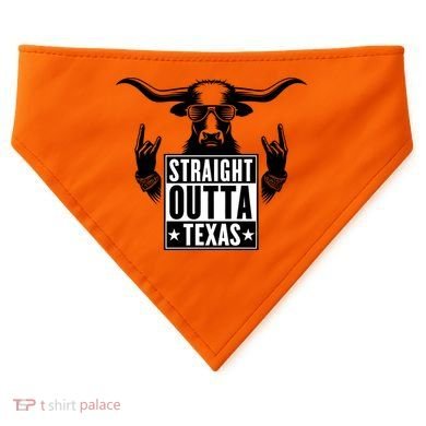 Cool Straight Outta Texas Long Horn Bull USA-Made Doggie Bandana
