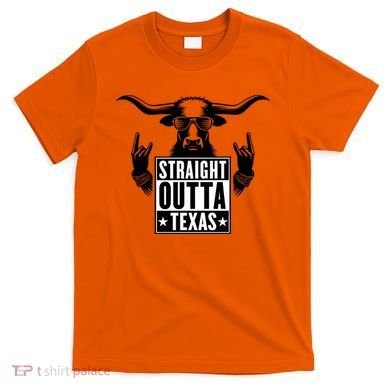 Cool Straight Outta Texas Long Horn Bull T-Shirt