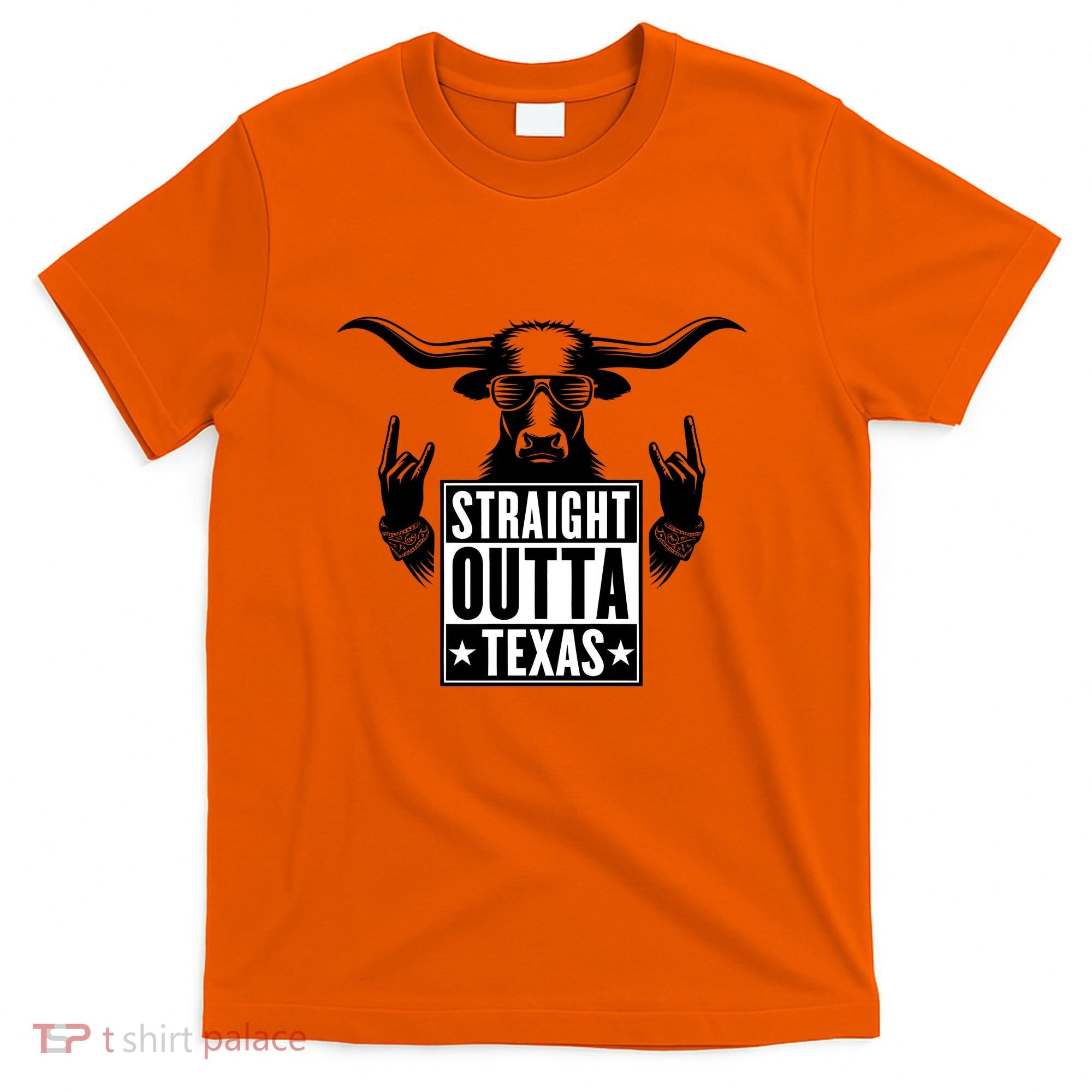 Cool Straight Outta Texas Long Horn Bull T-Shirt