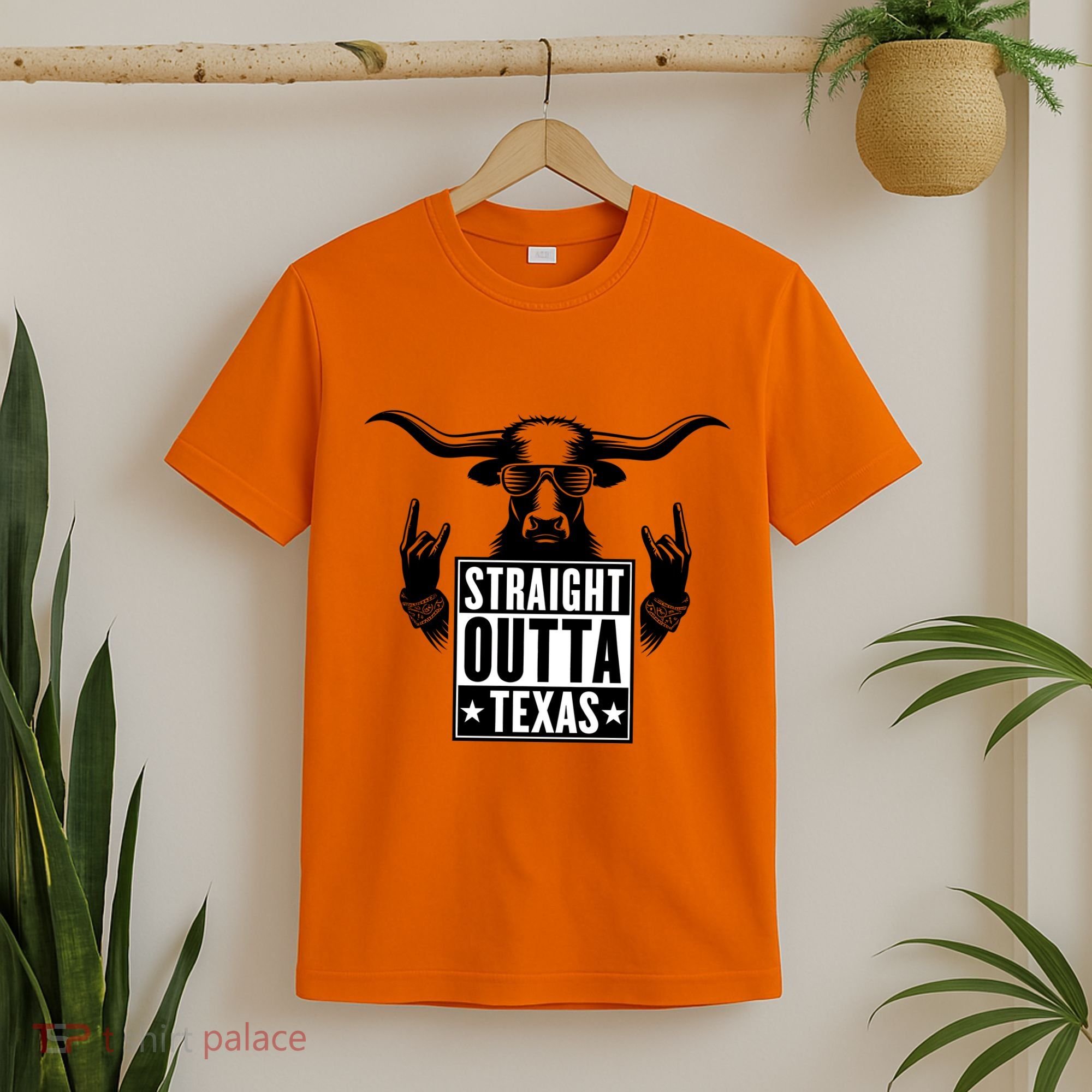 Cool Straight Outta Texas Long Horn Bull T-Shirt