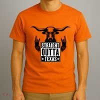 Cool Straight Outta Texas Long Horn Bull T-Shirt thumb 3