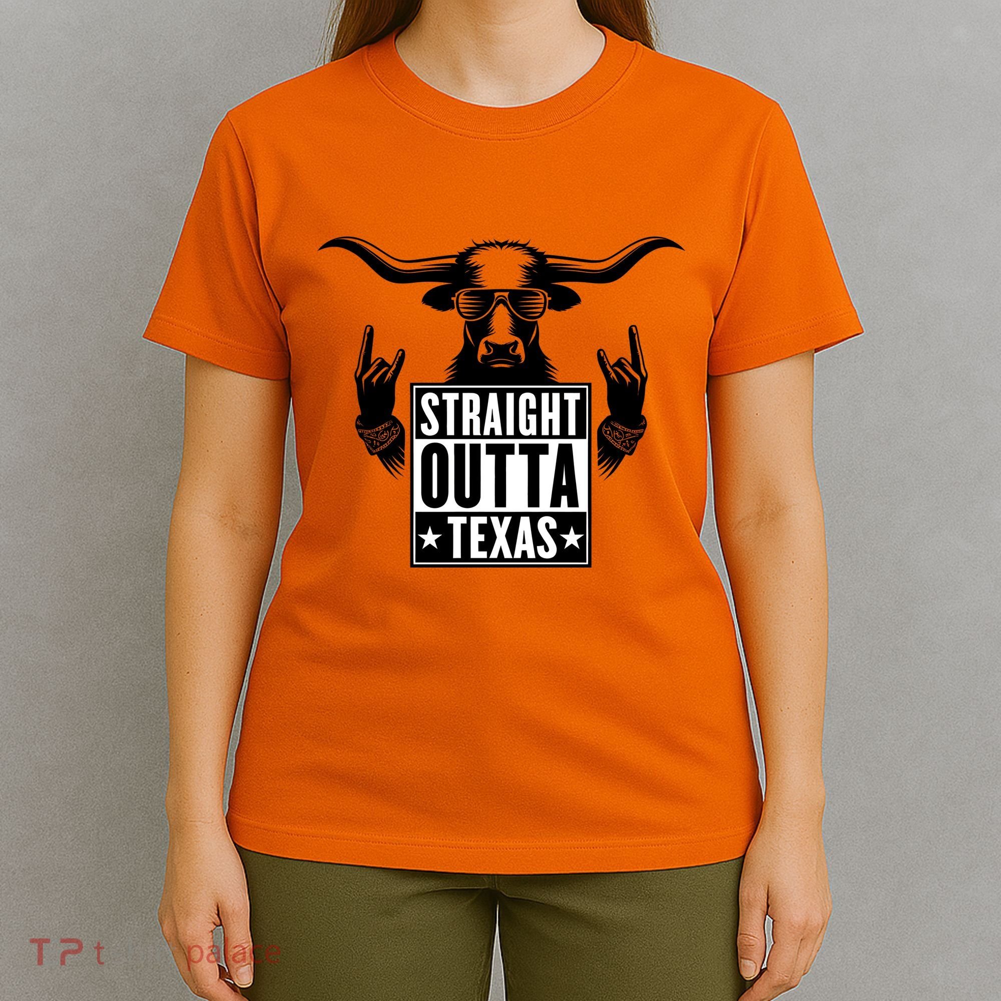 Cool Straight Outta Texas Long Horn Bull T-Shirt