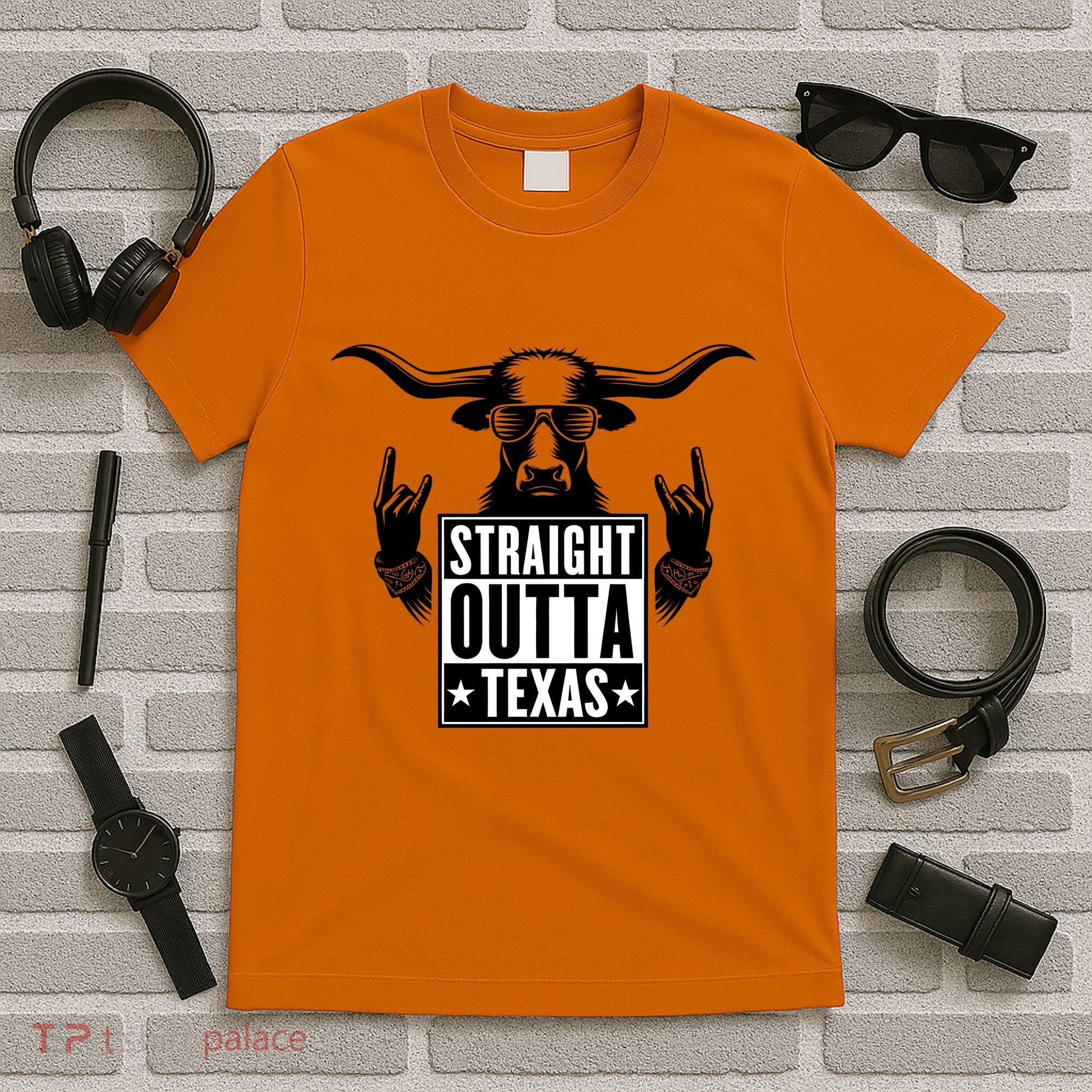 Cool Straight Outta Texas Long Horn Bull T-Shirt