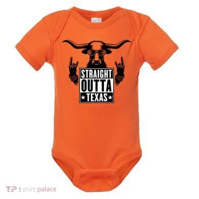 Cool Straight Outta Texas Long Horn Bull Baby Bodysuit