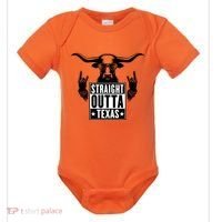 Cool Straight Outta Texas Long Horn Bull Baby Bodysuit thumb 0