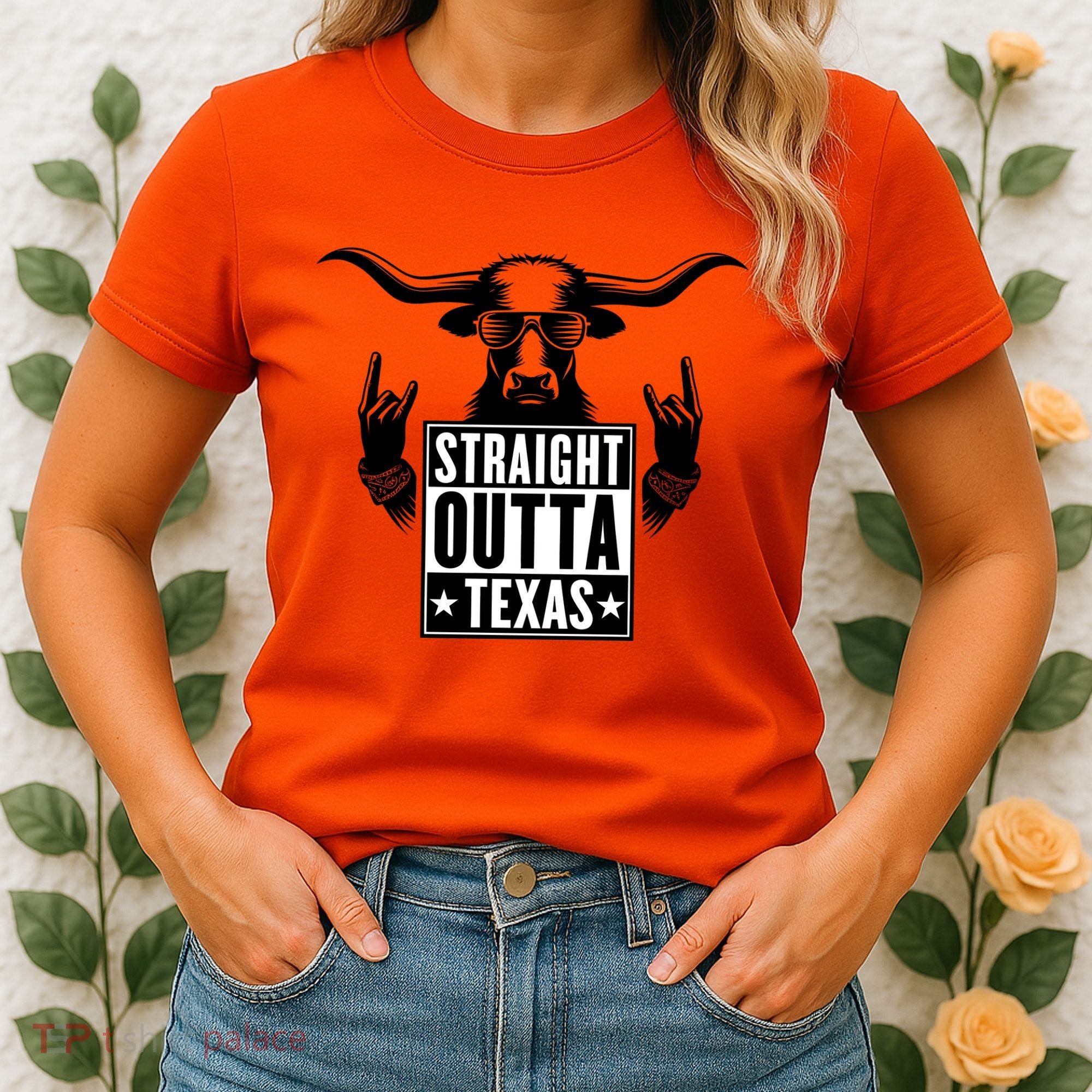 Cool Straight Outta Texas Long Horn Bull Women's T-Shirt