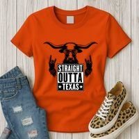 Cool Straight Outta Texas Long Horn Bull Women's T-Shirt thumb 3
