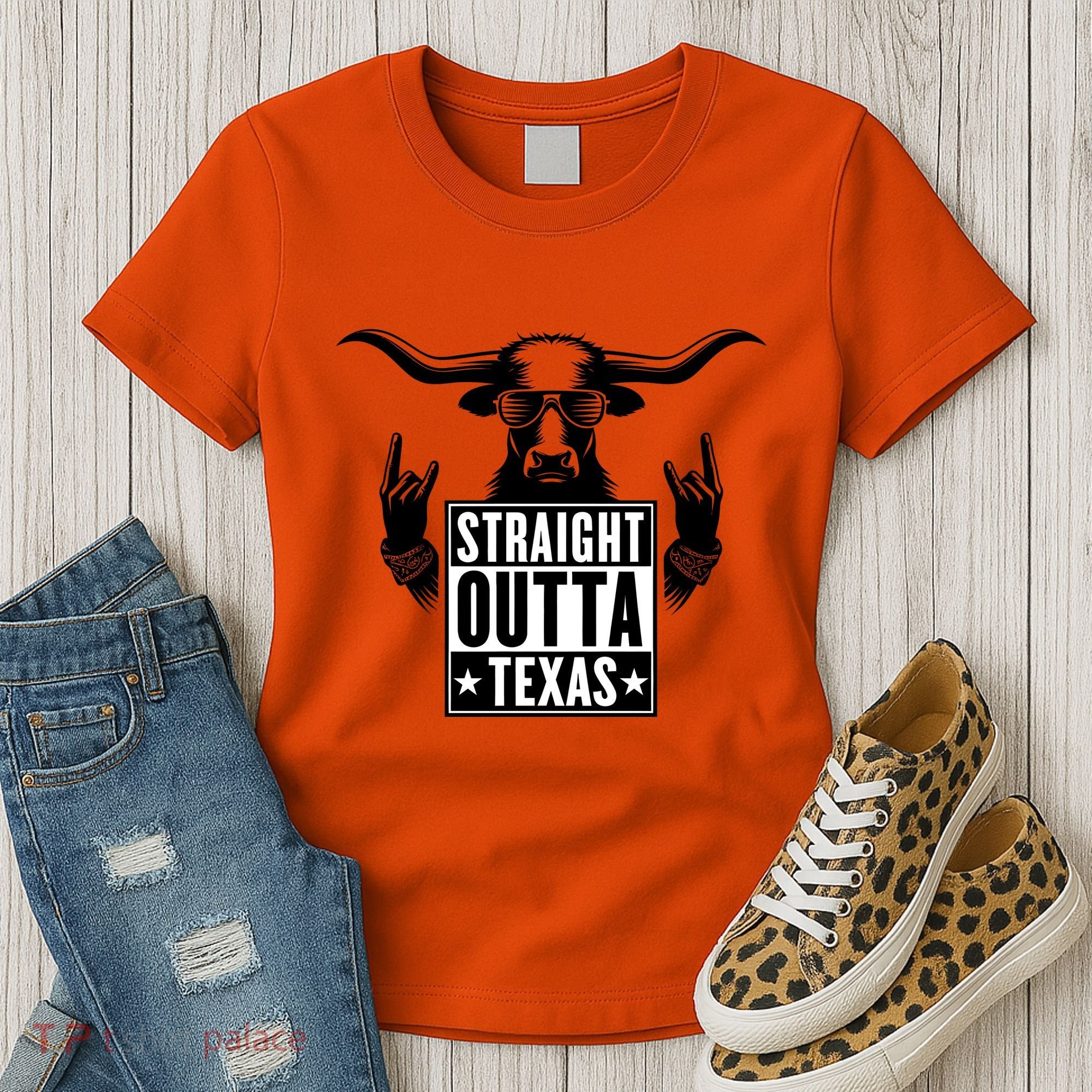 Cool Straight Outta Texas Long Horn Bull Women's T-Shirt