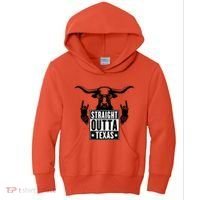 Cool Straight Outta Texas Long Horn Bull Kids Hoodie thumb 0