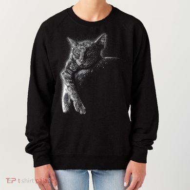 Cat Sleeping On The Moon Sketch Women's Sweatshirt
