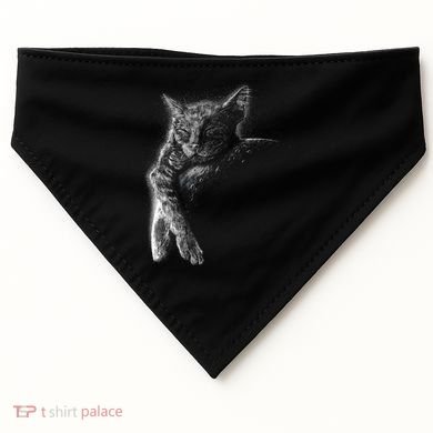 Cat Sleeping On The Moon Sketch USA-Made Doggie Bandana