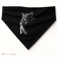 Cat Sleeping On The Moon Sketch USA-Made Doggie Bandana thumb 0
